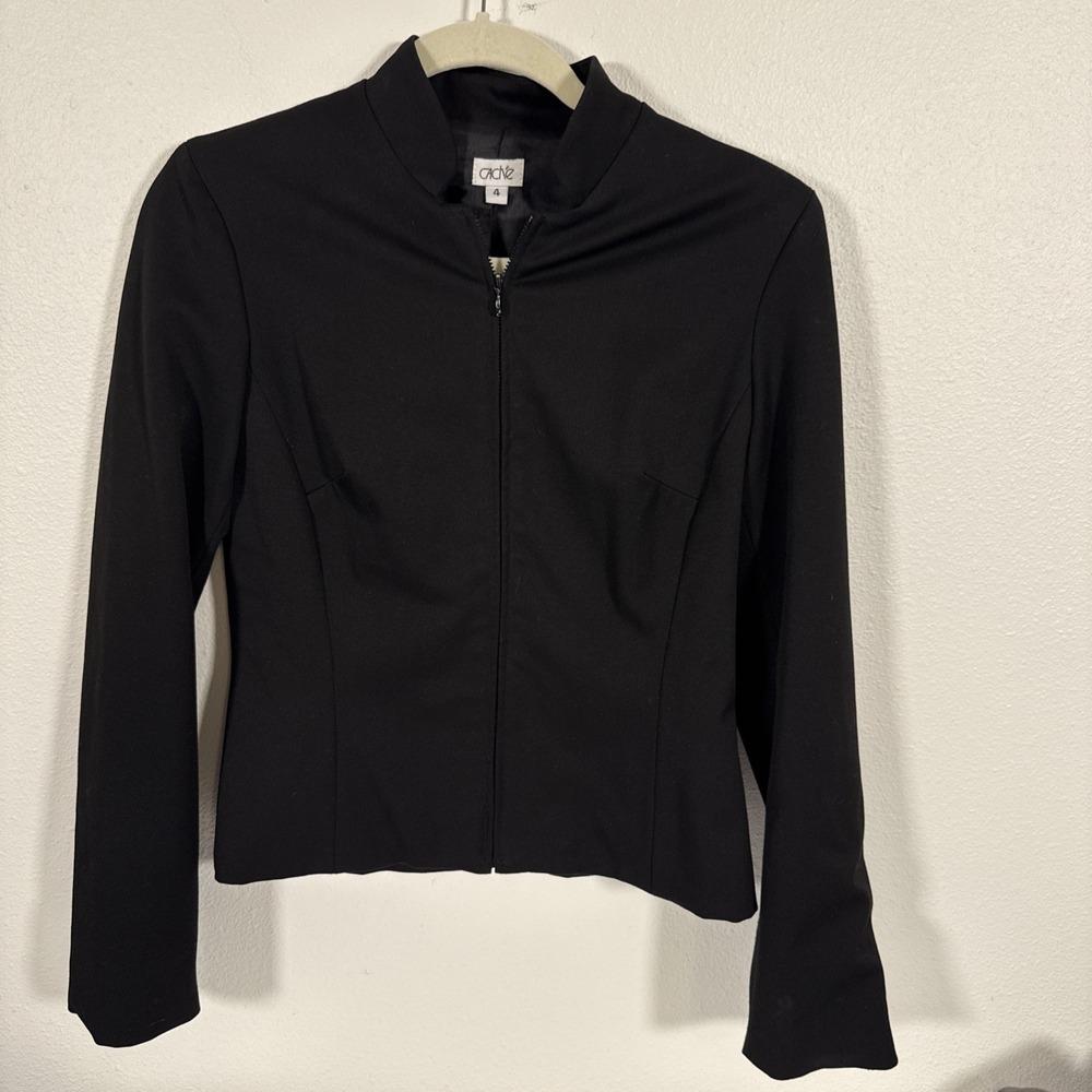 Cache moto crop Zip light coat Blazer jacket stretcn nylon L/S 4‎ Q1